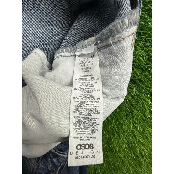 ASOS DESIGN Slim Distressed Jeans Men Sz W36 L32 Mid Wash Ripped Knee Blue Denim - Picture 4 of 10